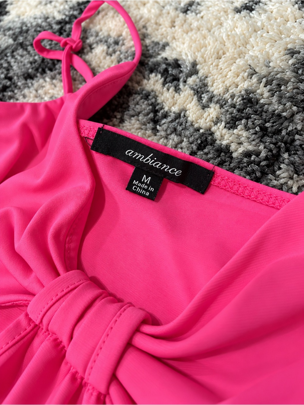 Ambiance Hot Pink Cutout Slip Dress with Front Knot - Picture 5 of 5